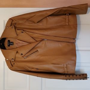 Tan faux leather studded jacket